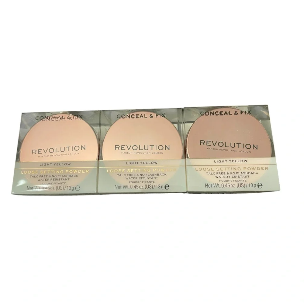 REVOLUTION Conceal & Fix Loose Setting Powder Light‎ Yellow Water Resistant NEW